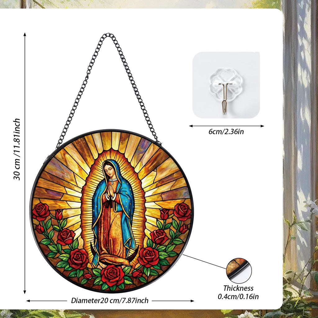 Virgen Guadalupe Stained Glass 8 Inch Religious Decor