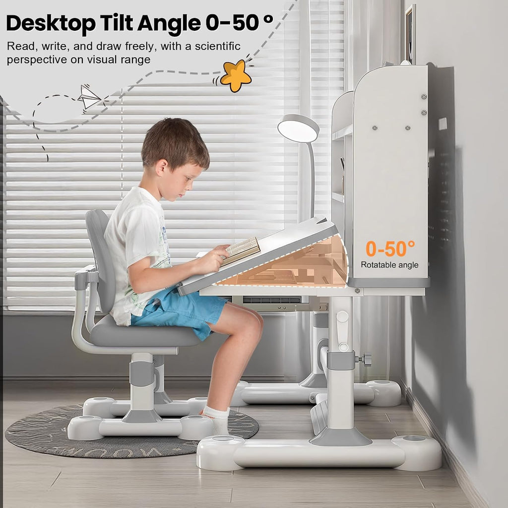 Kids Functional Desk and Chair Set for Boys & Girls