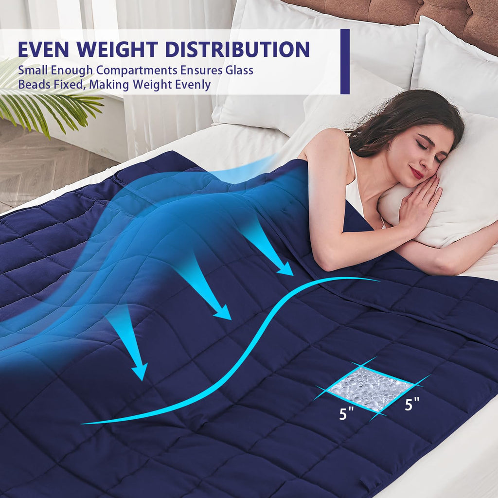 Weighted Throw Blanket for Adults 20lbs Queen Size, 60" x 80", Blue