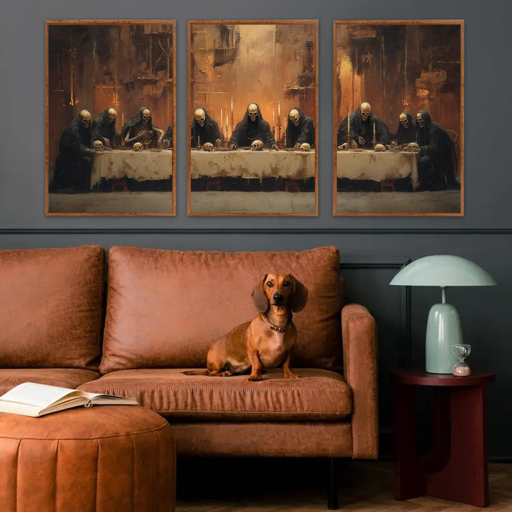 Framed Halloween Decoration, Last Supper Skeleton Set-16''X24''X3