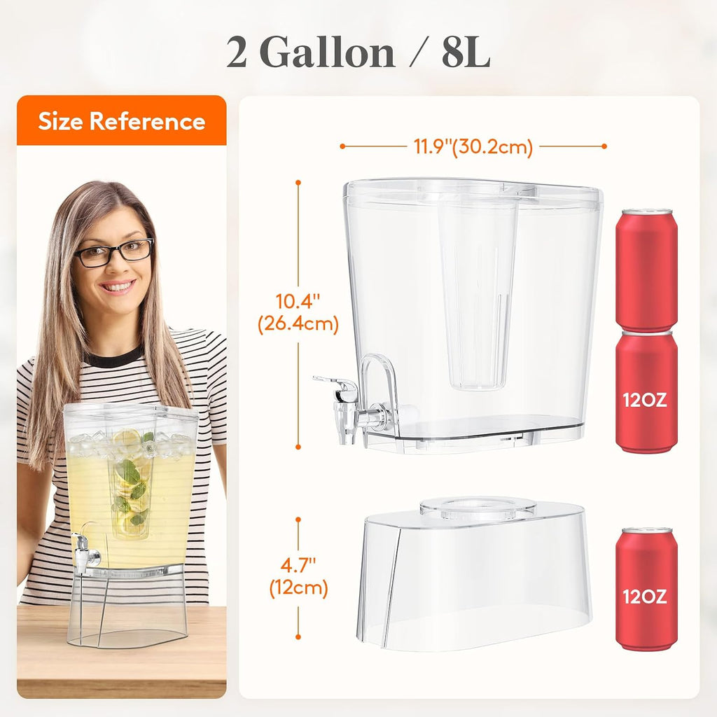 2 Gal Drink Dispenser with Leak-Proof Spigot & Fruit Infuser