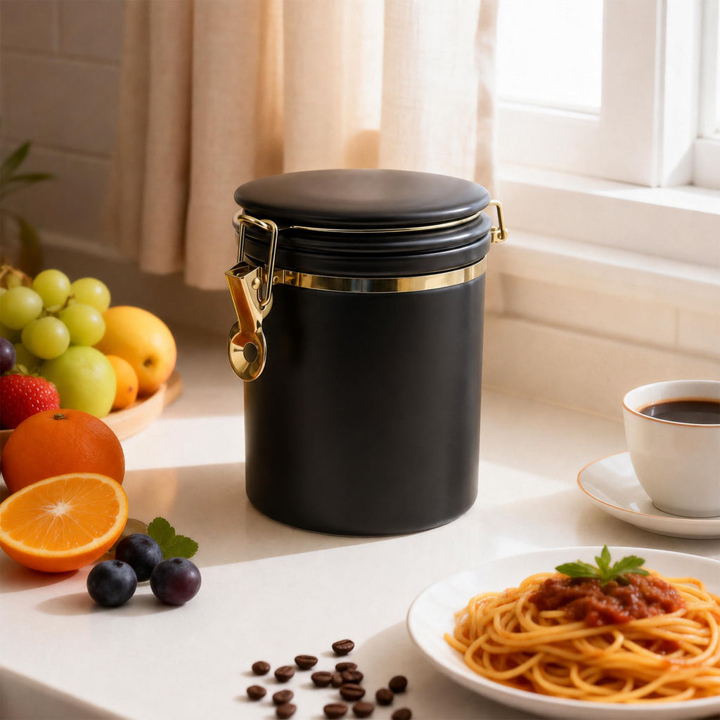 Ceramic Storage Jar with Lid - 700ml Airtight Kitchen Canister for Flour, Sugar, Coffee, Pantry & Countertop