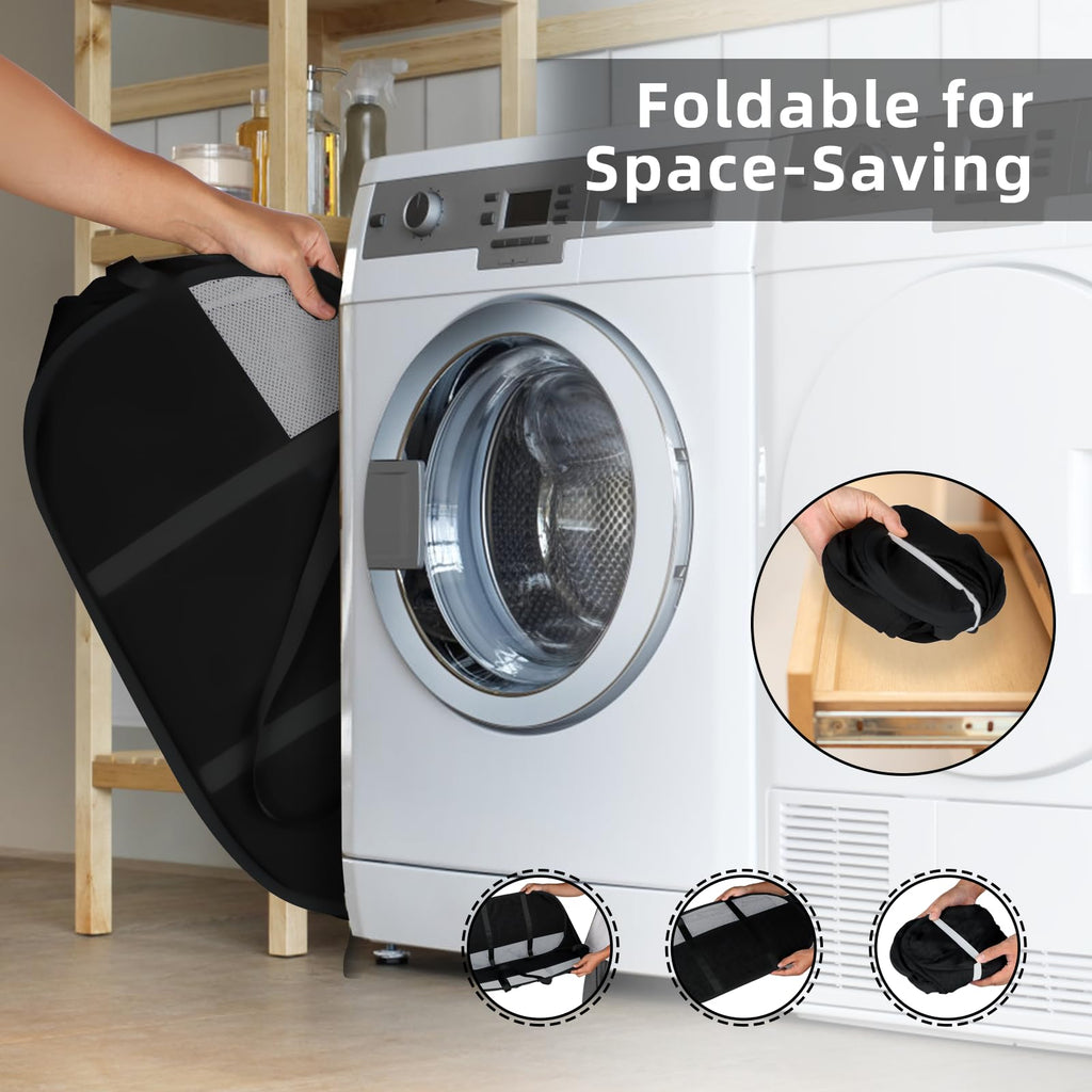100L Collapsible Laundry Baskets, Tear Proof Pop Up Laundry Hamper with Dual Handles, Large Foldable Laundry Basket