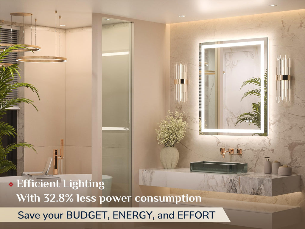 28x36 Inch LED Bathroom Mirror with Light, Effortless Installation