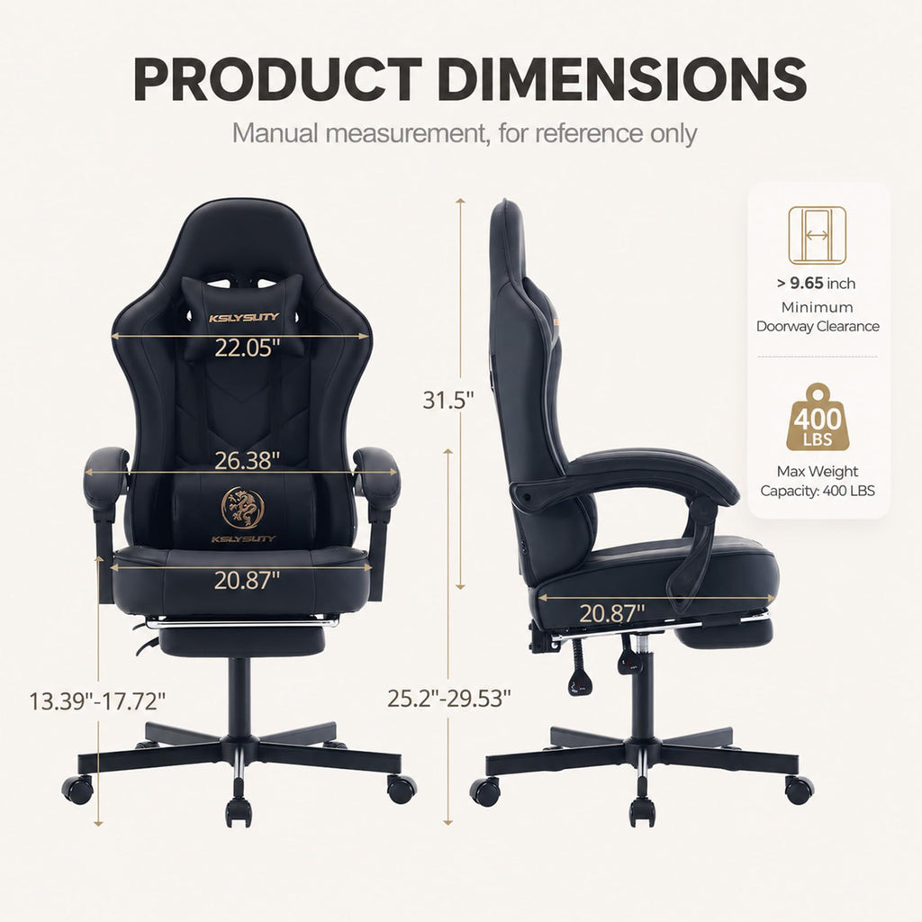 Office Desk Computer Gaming Chair for Adults, Ergonomic High Back Gamer Chair with Massage and Pocket Spring Cushion