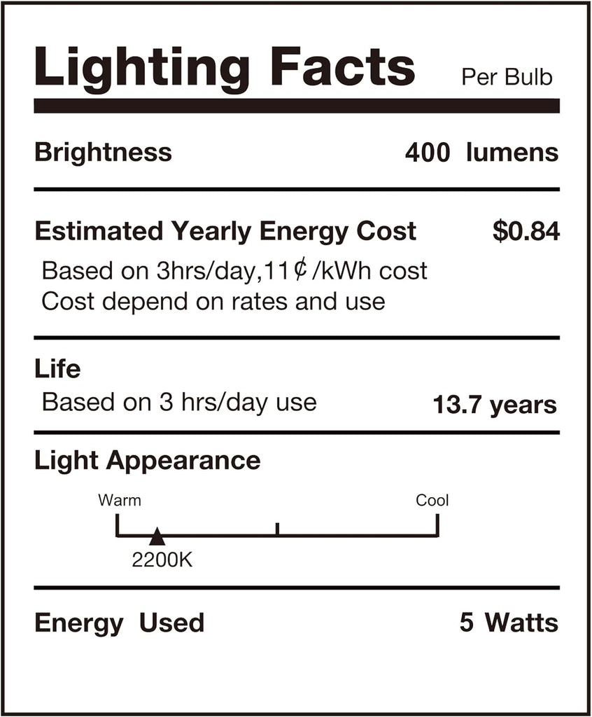 Big Edison LED Light Bulb 5W E26 dimmable 400lm Equi40W 2200K 1PC