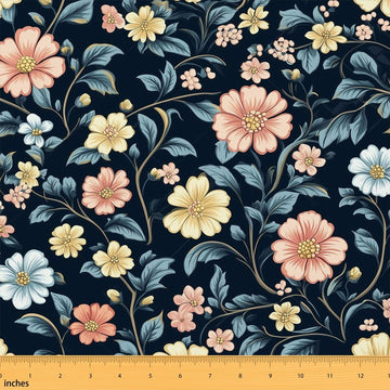 Groovy Flower Fabric by The Yard Retro Floral Upholstery Fabric for Sewing Crafting 70S Hippie Flowers Decor DIY
