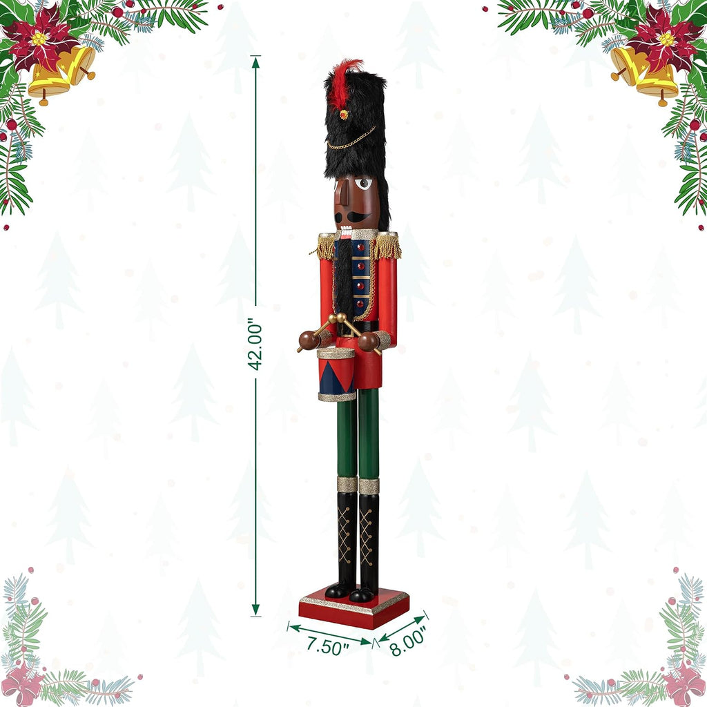 42" Christmas Soldier Nutcracker-Wooden African American Soldier Nutcracker for Festive Christmas Party Indoor Winter