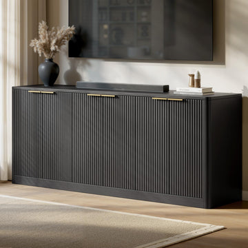 67" Black Fluted TV Stand for TVs up to 75"