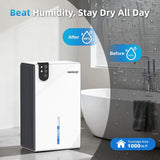 Dehumidifier for Home (85 OZ,1000 sq ft) Small Dehumidifiers for Basement, Auto Shut-Off, Sleep Mode, 7 Color Light