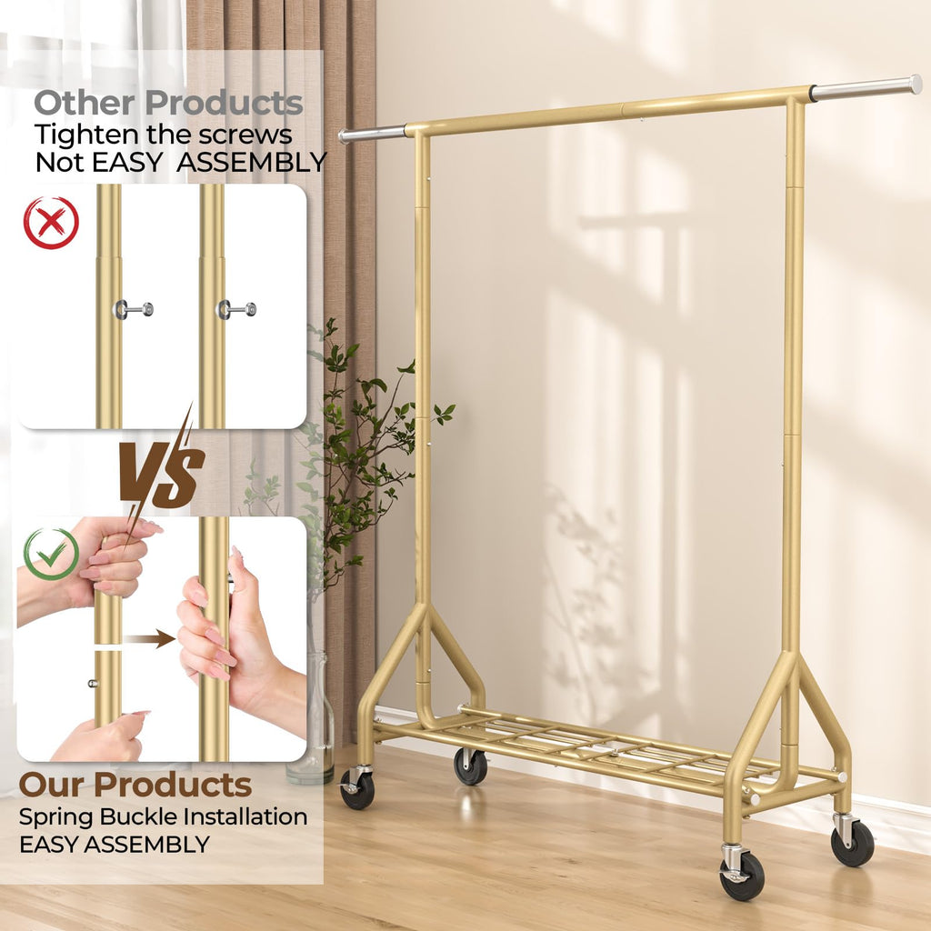 Heavy Duty Clothes Rack Load 450 LBS, Metal Garment Rack, Standing Rolling Clothing Rack for Hanging Clothes with