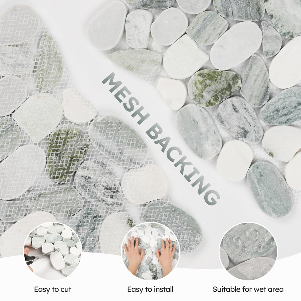 Stone for Shower Floor, Emerald Green Oval, 4 Sheets