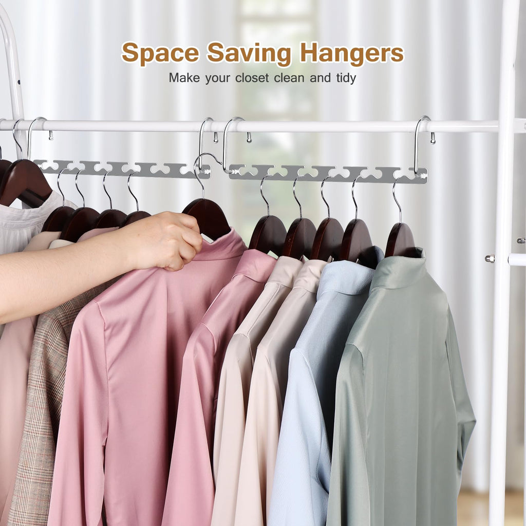 Space Saving Hangers for Clothes 8 Pack, Sturdy Metal Hangers Wardrobe Organizer, Magic Cascading Hanger, Closet