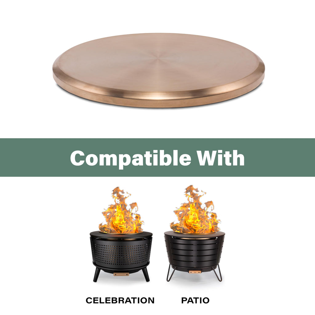 Patio & Celebration Tabletop Fire Pit Cover - 25.6" Durable Stainless Steel Lid - Weather-Resistant Outdoor Fire Pit