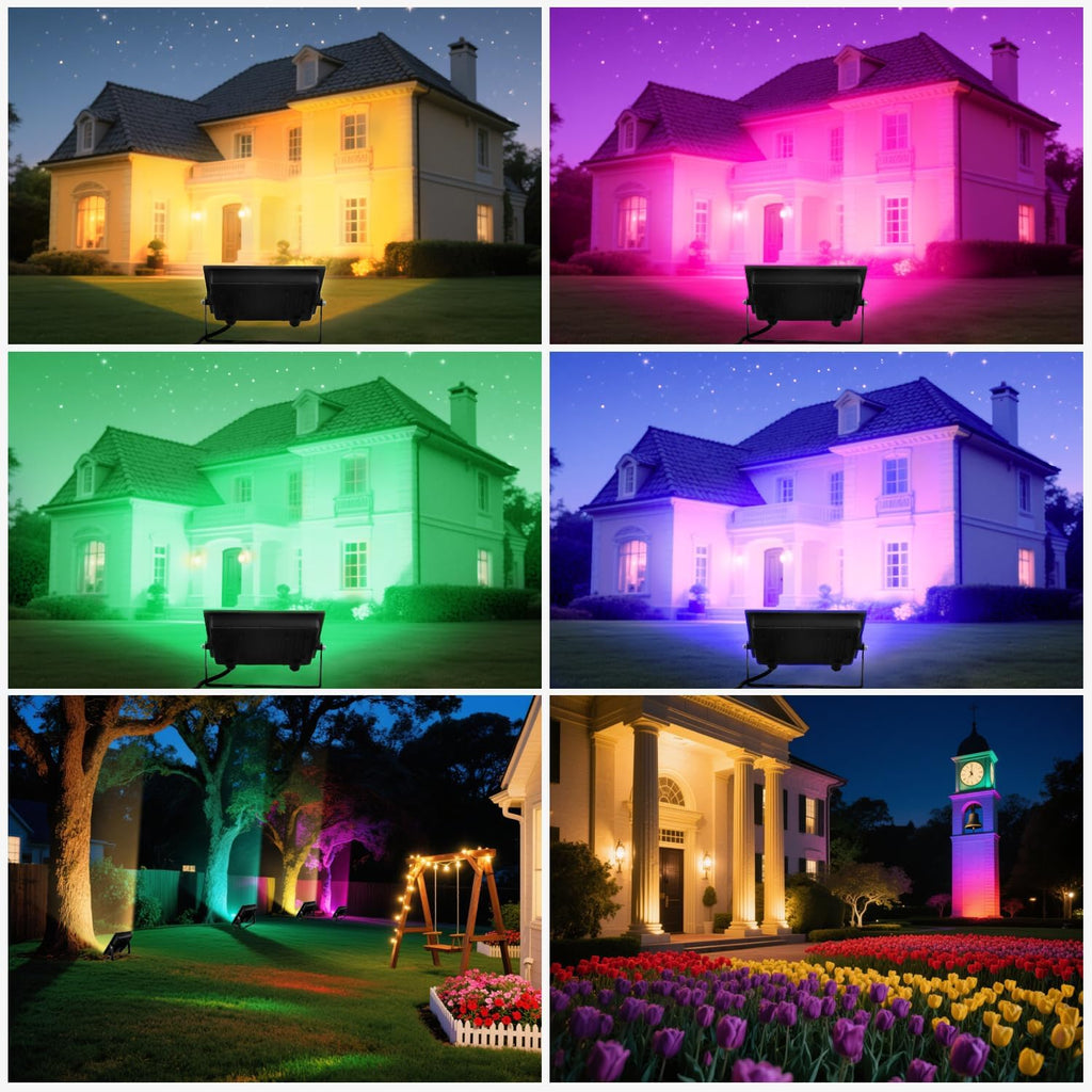 LED Flood Light Outdoor, 50W Color Changing RGB Flood Light, IP66 Waterproof Outdoor Landscape Lights Stage Lights
