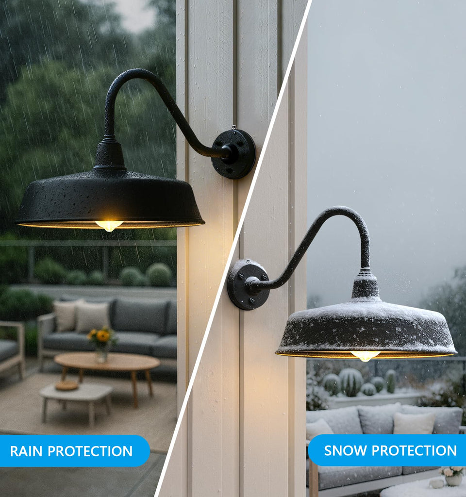 18" Large Outdoor Gooseneck Barn Lights, Dusk to Dawn, 2-Pack