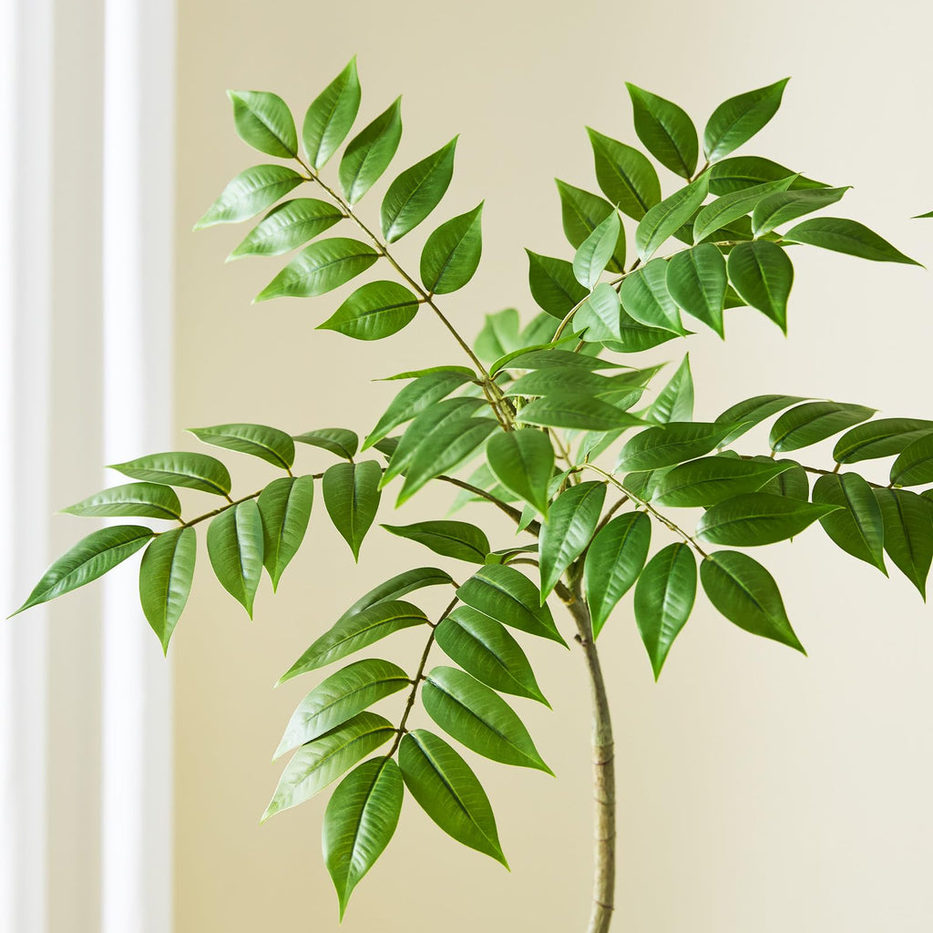 Artificial Mahonia Tree 6FT, Faux Indoor Tree with White Planter