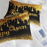 Comforter Set Queen, King Queen Black Gold 3 Pcs Soft Bedding for Kids and Adults