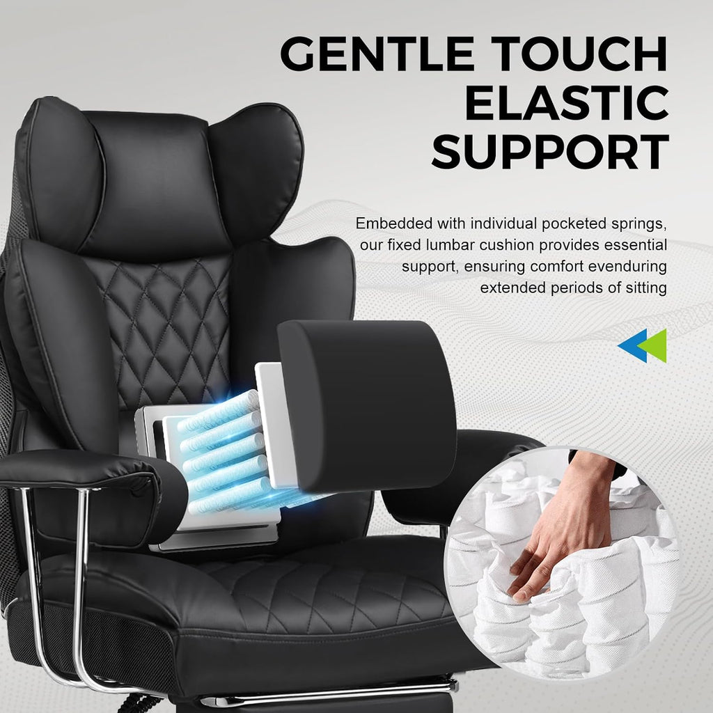 Gaming Chair,Office Chair with Pocket Spring Lumbar Support, Ergonomic Comfortable Wide Office Desk Computer Chair
