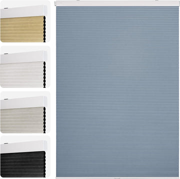 Cordless No Drill Blackout Honeycomb Shades - Thermal Insulation, UV Protection, Privacy, Room Darkening, Blue
