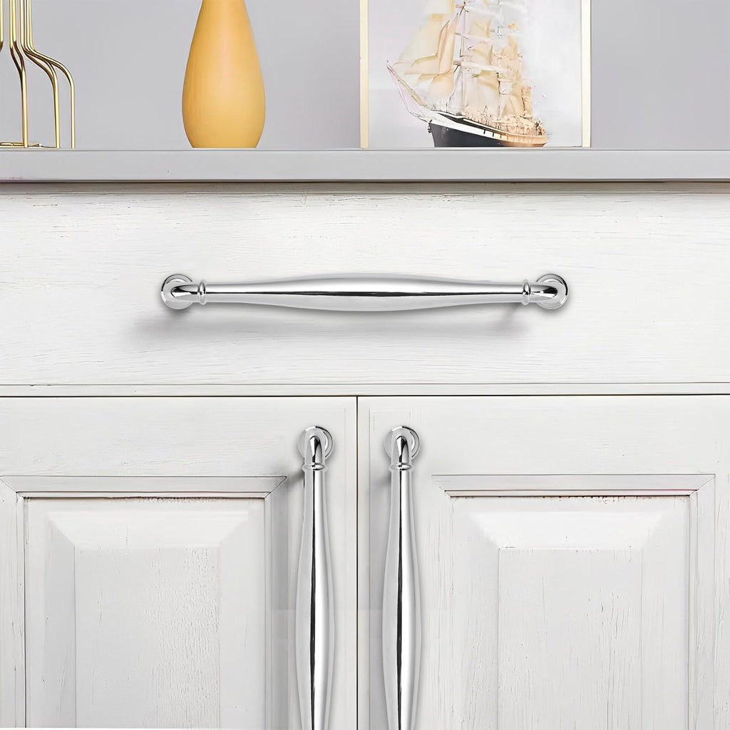 10 Pack 5inch(128mm) Hole Center Vibrant Polished Chrome Cabinet Pulls Solid Heavy-Duty Tradition Handles Hardware
