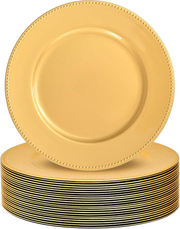 13" Gold Charger Plates 24 Pack Charger Plates Bulk - Set of 24