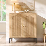 Modern Buffet Cabinet with Storage, 34" Tall Fluted Arched Sideboard Cabinet w/Adjustable Shelves