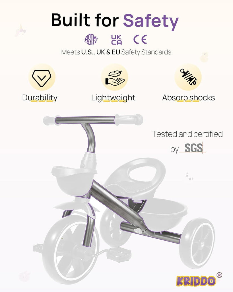 Toddler Tricycle for Toddlers Age 2-5, Tool-Free Trike