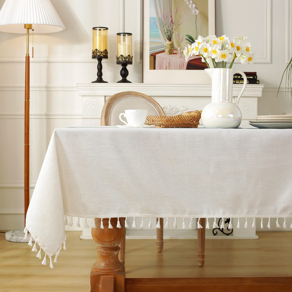 Tablecloth for Dining Table Rustic Farmhouse Kitchen Tables Cloth Coffee Tablecover, Cotton Linen Fabric Small