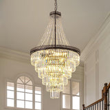 French Empire Crystal Chandelier, Large Vintage Chandelier for High Ceiling, 6-Tier Antique Bronze Lighting, Farmhouse Ceiling Light Fixture for Foyer, Entryway, Living Room, 28" Wx48''H A108-B0DL5PCNJS