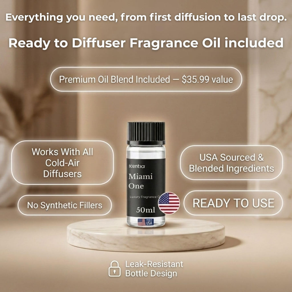 Wireless Waterless Scent Diffuser, App Control, 1500 Sq. Ft Black