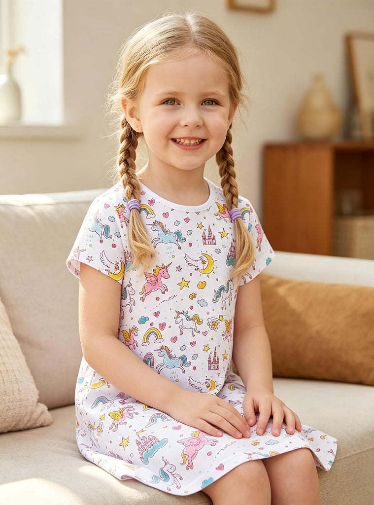 Girls Nightgowns, Soft Combed Cotton Pajamas Sleep Dress