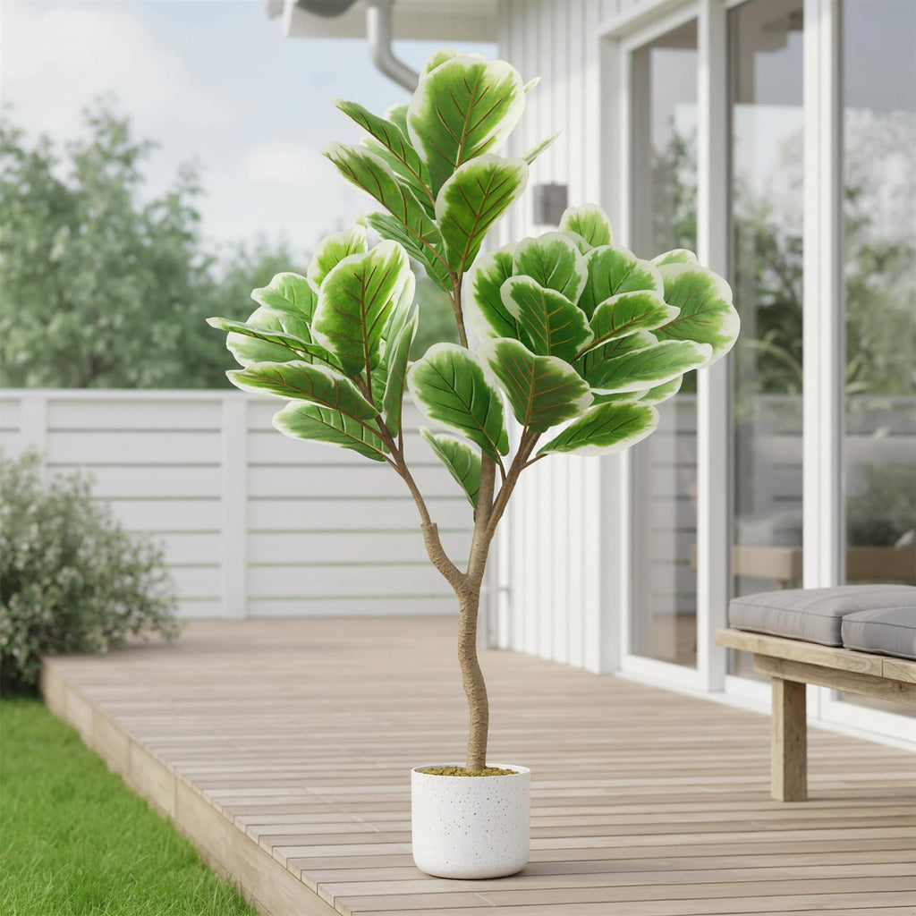 3.3FT Artificial Fiddle Leaf Fig Tree with Pot, Evergreen Tall Fake Plants, Large Potted Fake Fig Trees Floor Plants