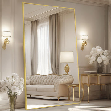 82"x44" Oversized Mirror Full Length, Gold Floor Mirror, 3-in-1