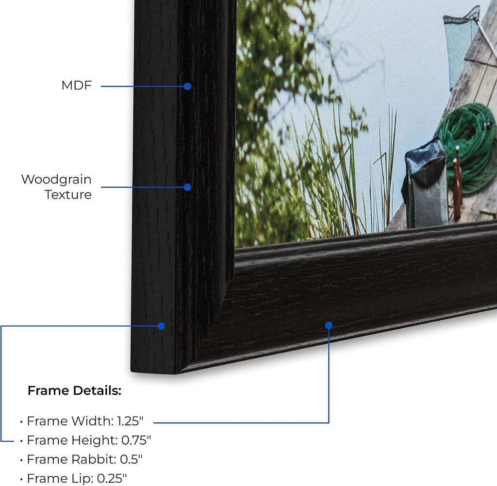 24x36 Inch Black Picture Frame, This 1.2500 Inch Custom Poster Frame is Galleria Noir - Comes with Acrylic and