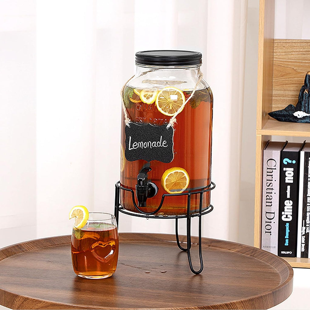 1.5 Gallon for Parties, Ice Beverage Dispensers with Stand, Glass Water Dispenser with Spigot, Laundry Detergent