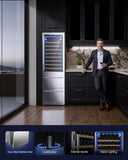 Wine and Beverage Refrigerator, 24 Inch 2 IN 1 Dual Zone Wine Cooler, Built