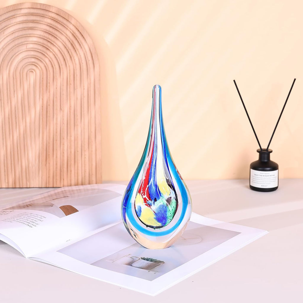 Hand Blown Glass Sculpture, Unique Mediterranean Style Decor, with Crystal-Like Finish, Decorative