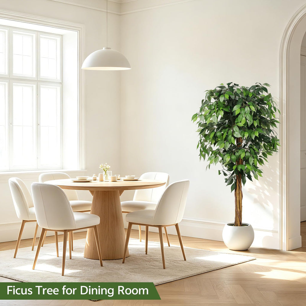 5ft Artificial Ficus Tree with Triple Trunk & Black Planter