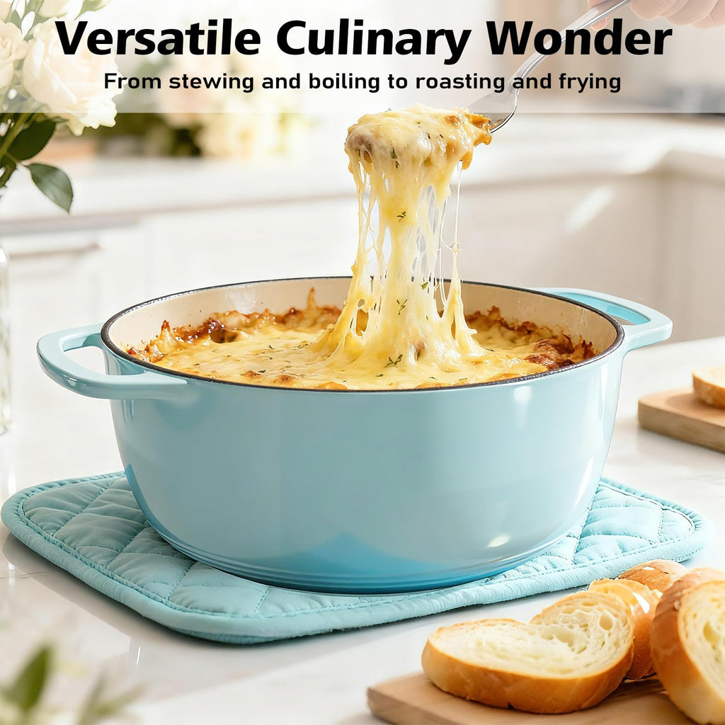 6QT Enameled Cast Iron Dutch Oven with Lid, Versatile Heavy-Duty Cookware Pot for Baking Bread, Braising, Soups &
