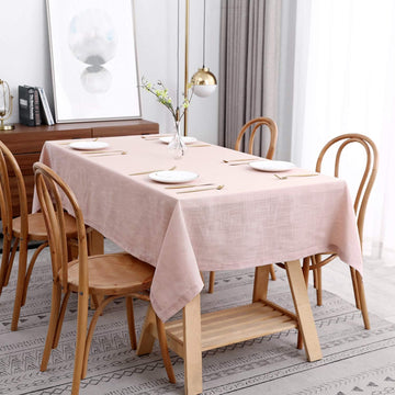 Lux Faux Linen Tablecloth with Slubby Yarn Textured Weaves Wrinkle Free Anti-Shrink Soft Table Cloth