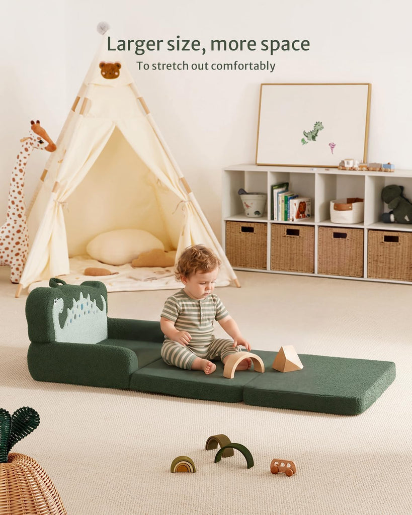 Foldable Kids Couch, in-1 Kids Sofa Chair, Green Dinosaur
