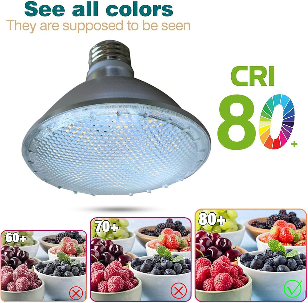 PAR30 Flood Lights LED Bulbs 12 Watt 1200 LM,Dimmable Bulb Spotlight, 10% - 100% Brightness Adjustment, E26/E27 Base