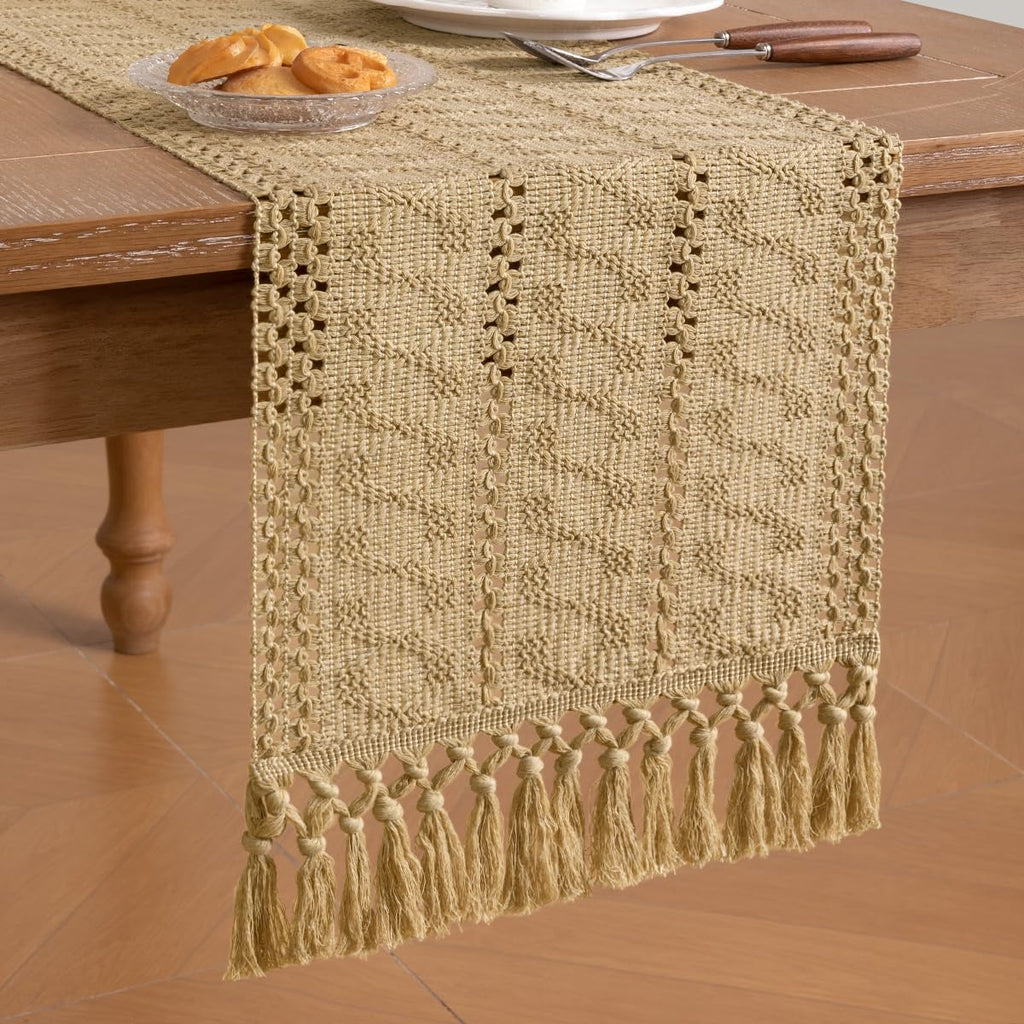 Boho Table Runner Fall Farmhouse Rustic Dining Dresser Scarf Home Decor