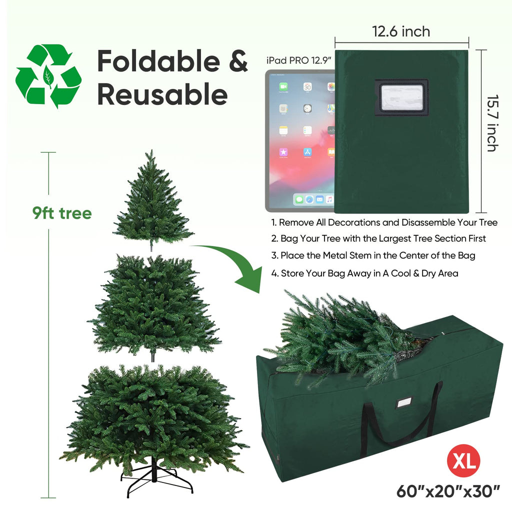 9 ft Christmas Tree Storage Bag, Heavy Duty Extra Large Artificial Christmas Tree Bag with Reinforced Handles and
