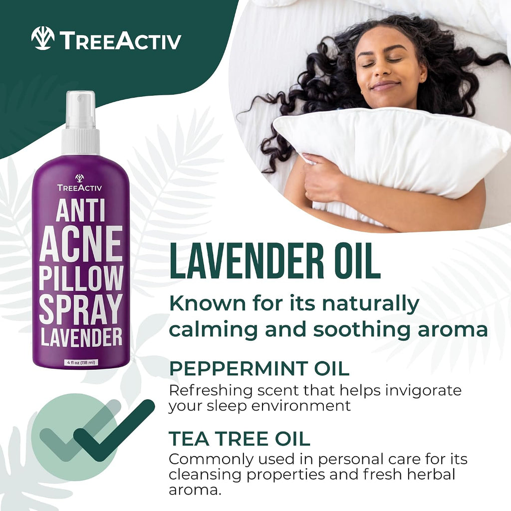 Anti-Acne Pillow Spray, 4 fl oz, Lavender Sleep Spray, Pure Lavender Essential Oil Air Freshener, Pillow Linen Spray - Set of 4