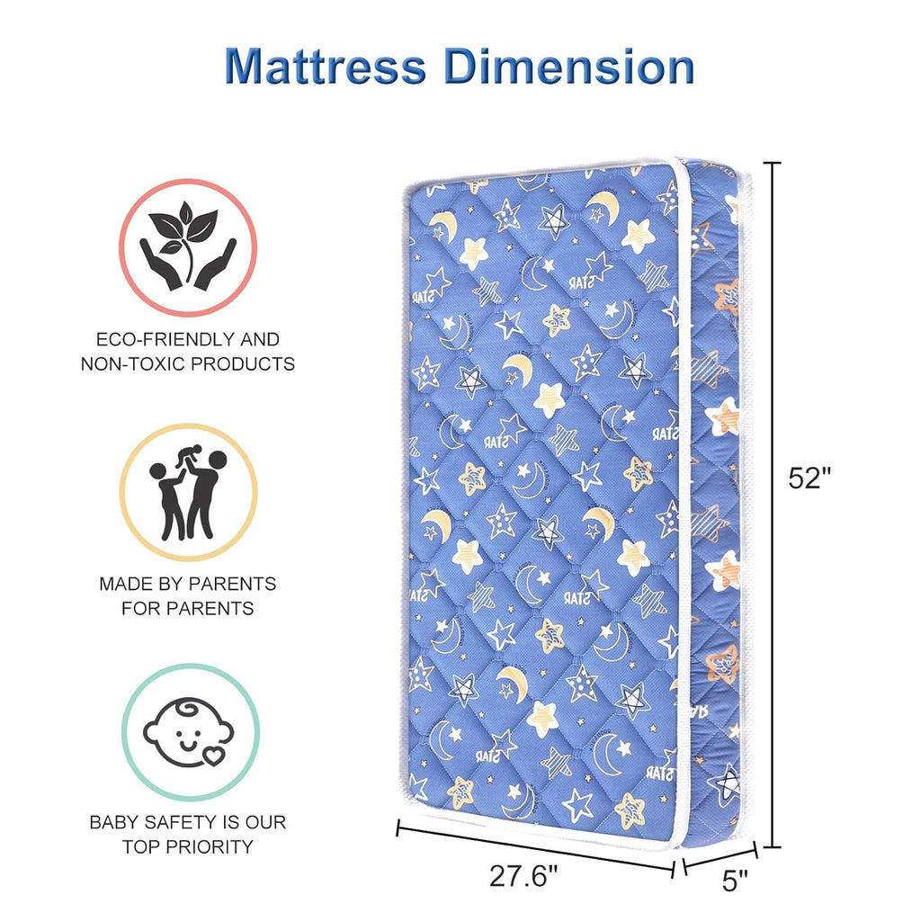 Premium Crib Mattress and Toddler Mattress 52" x 27.6" x 5",Firm,Breathable Hypoallergenic for Standard Cribs and