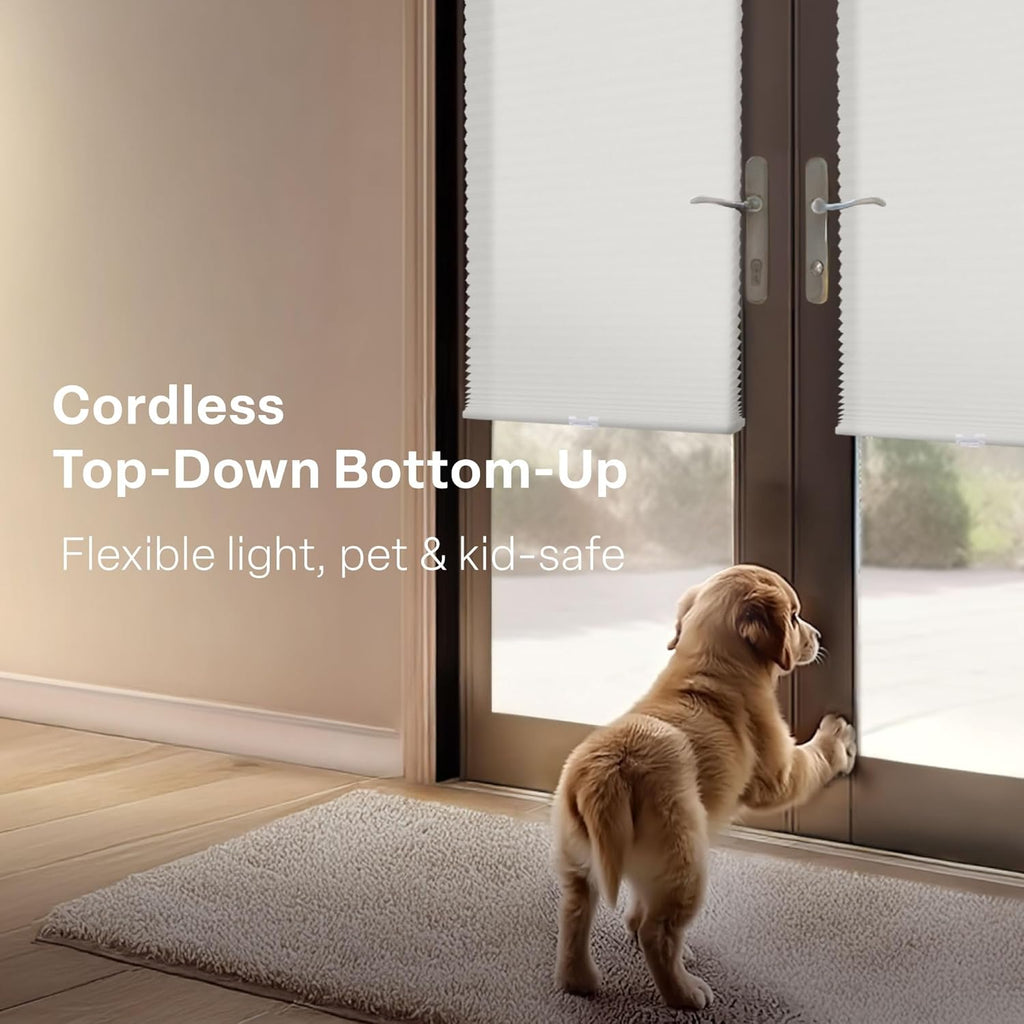 Magnetic Top Down Bottom Up Door Shades, White, 25 x 84 in | Strong-hold MagMount, Thermal insulation, Adjustable