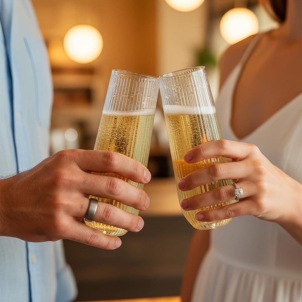 24pack Clear Plastic Champagne Flutes, 9oz Stemless Champagne Flute