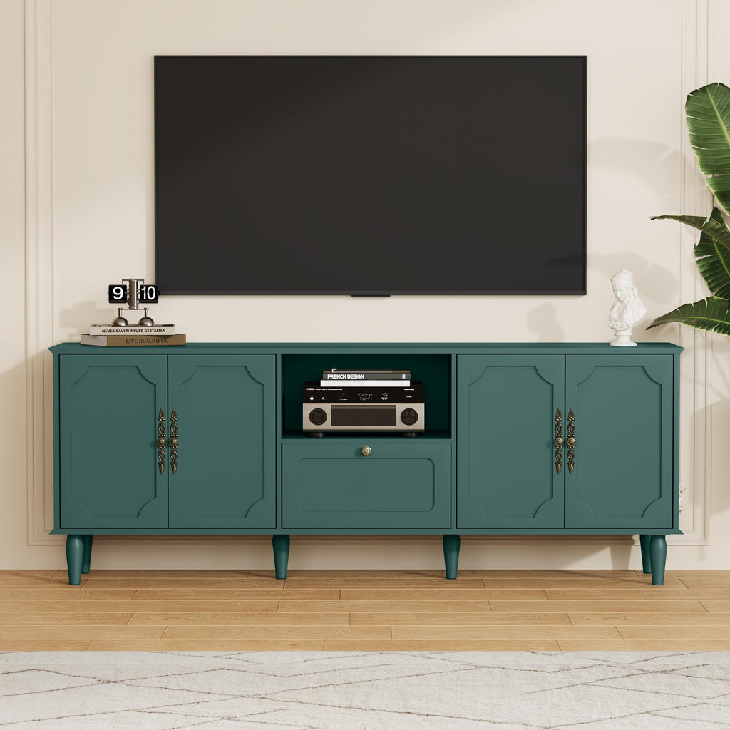 Vintage TV Stand for 75 inch TV, Green TV Console